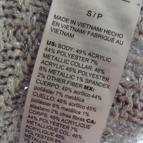 WHBM WHITE HOUSE BLACK MARKET Silver & Gray Long Sleeve COWL Neck SWEATER Sz S - Picture 6 of 8